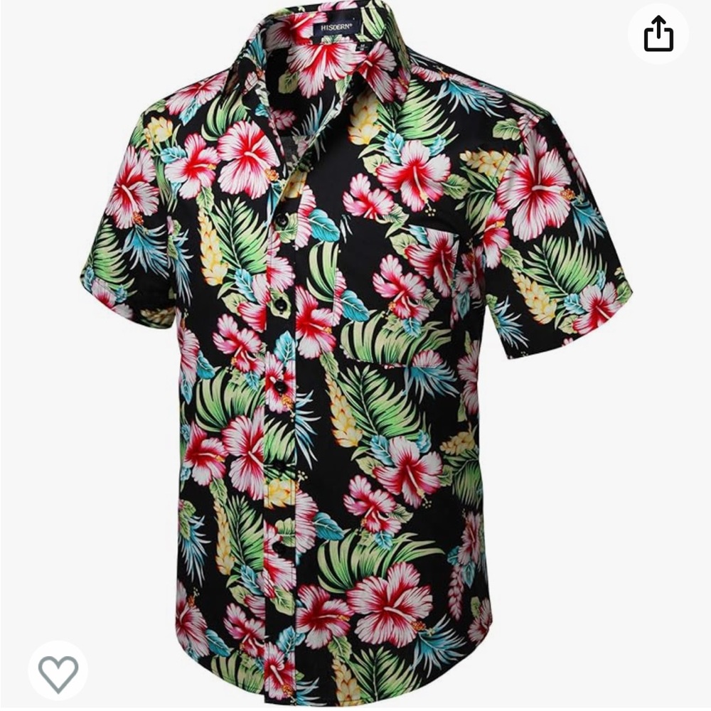 NWT PEGENO Men's Floral Short Sleeve Hawaiian Shirt Cruise Beach Vacation Sz 4XL